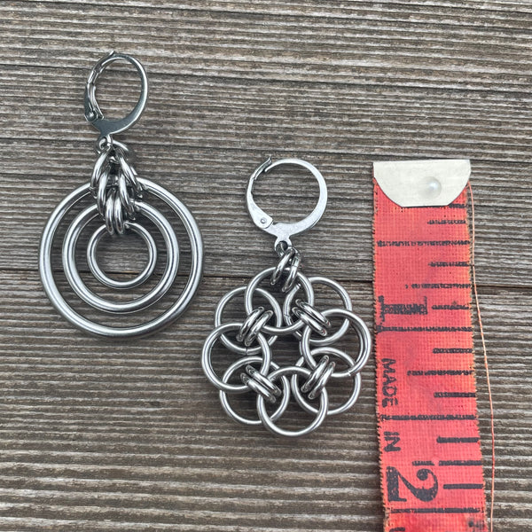 1/2 Moonflower 1/2 Bullseye Earrings