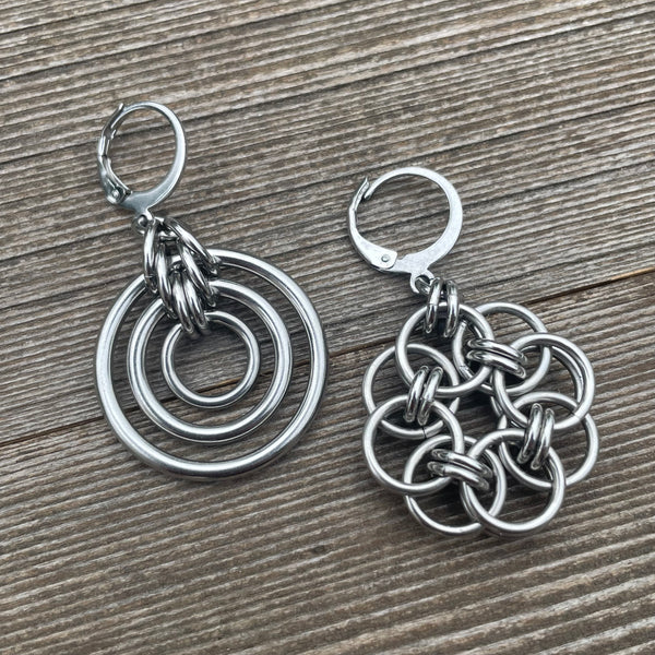 1/2 Moonflower 1/2 Bullseye Earrings