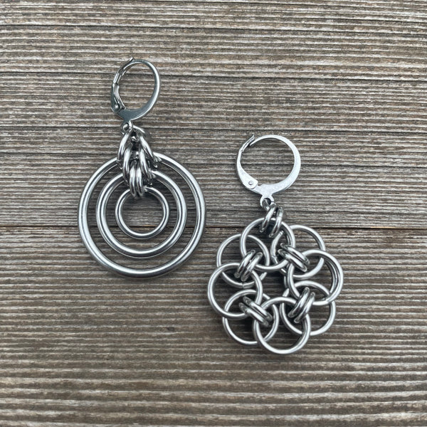 1/2 Moonflower 1/2 Bullseye Earrings