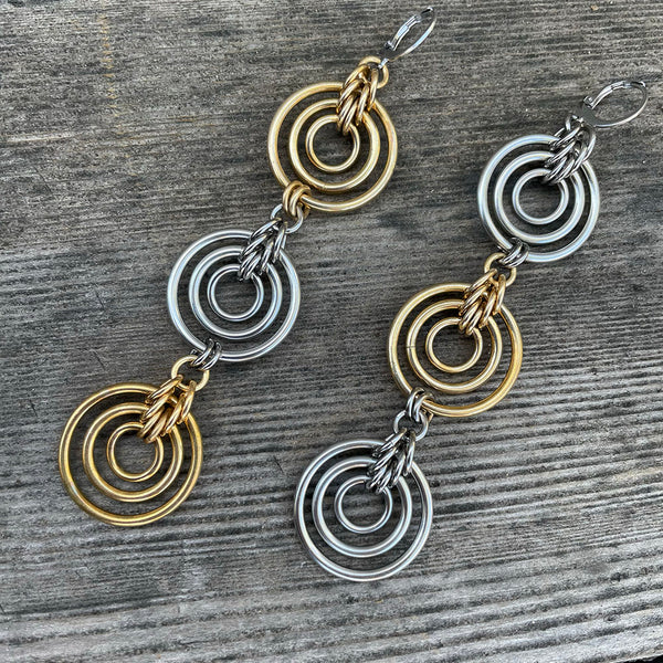 Two-Tone Triple Bullseye Earrings