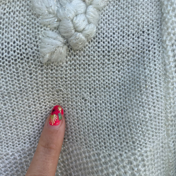 Vintage - White Knit Metallic Sweater XS