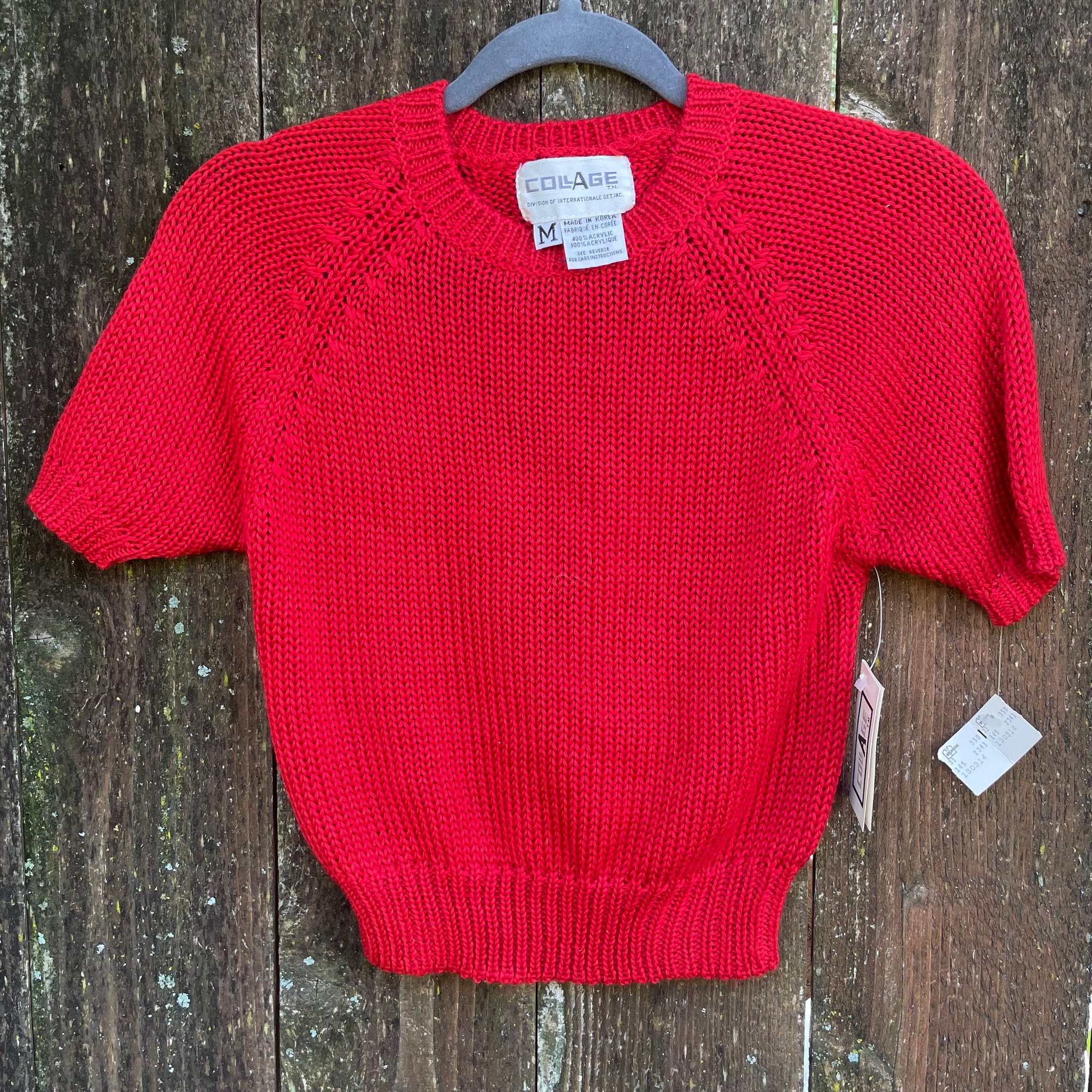 Vintage Red Knit Crop Sweater - XS