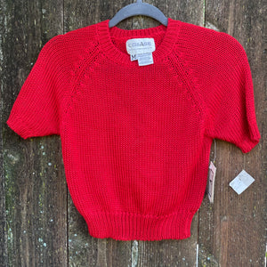 Vintage Red Knit Crop Sweater - XS