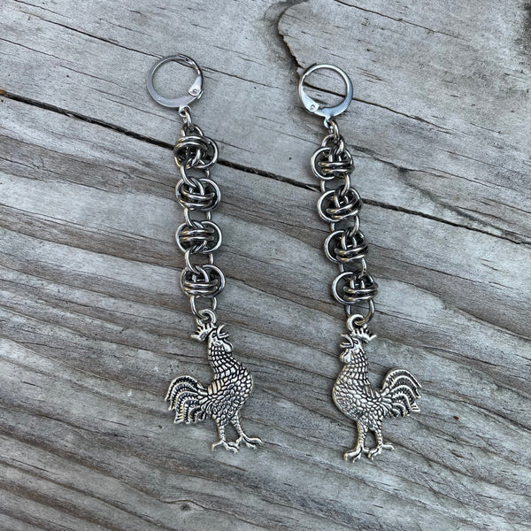 Rooster Crow Chainmaille Earrings