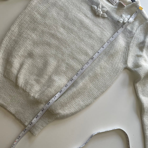 Vintage - White Knit Metallic Sweater XS