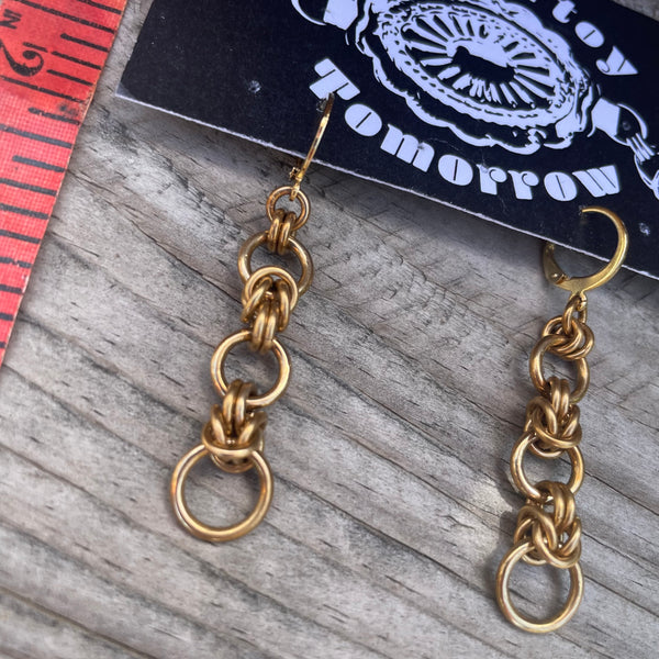 Thrift Store - Brass Half Byz Earrings