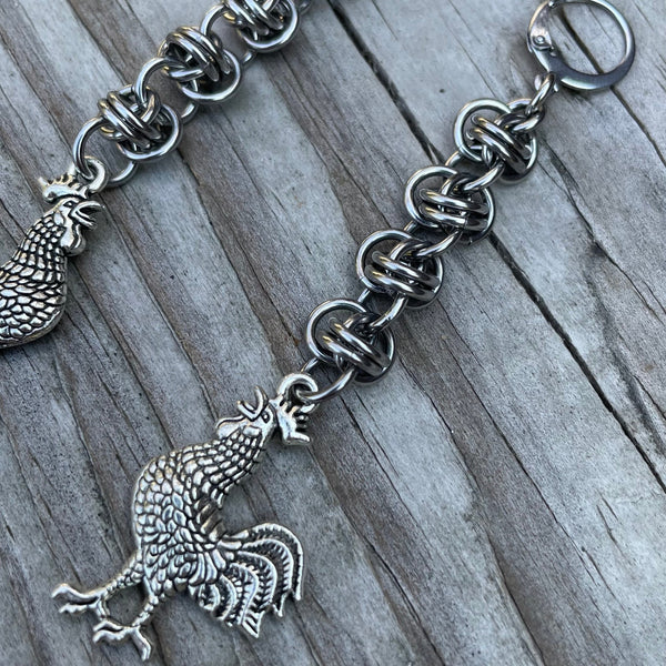 Rooster Crow Chainmaille Earrings