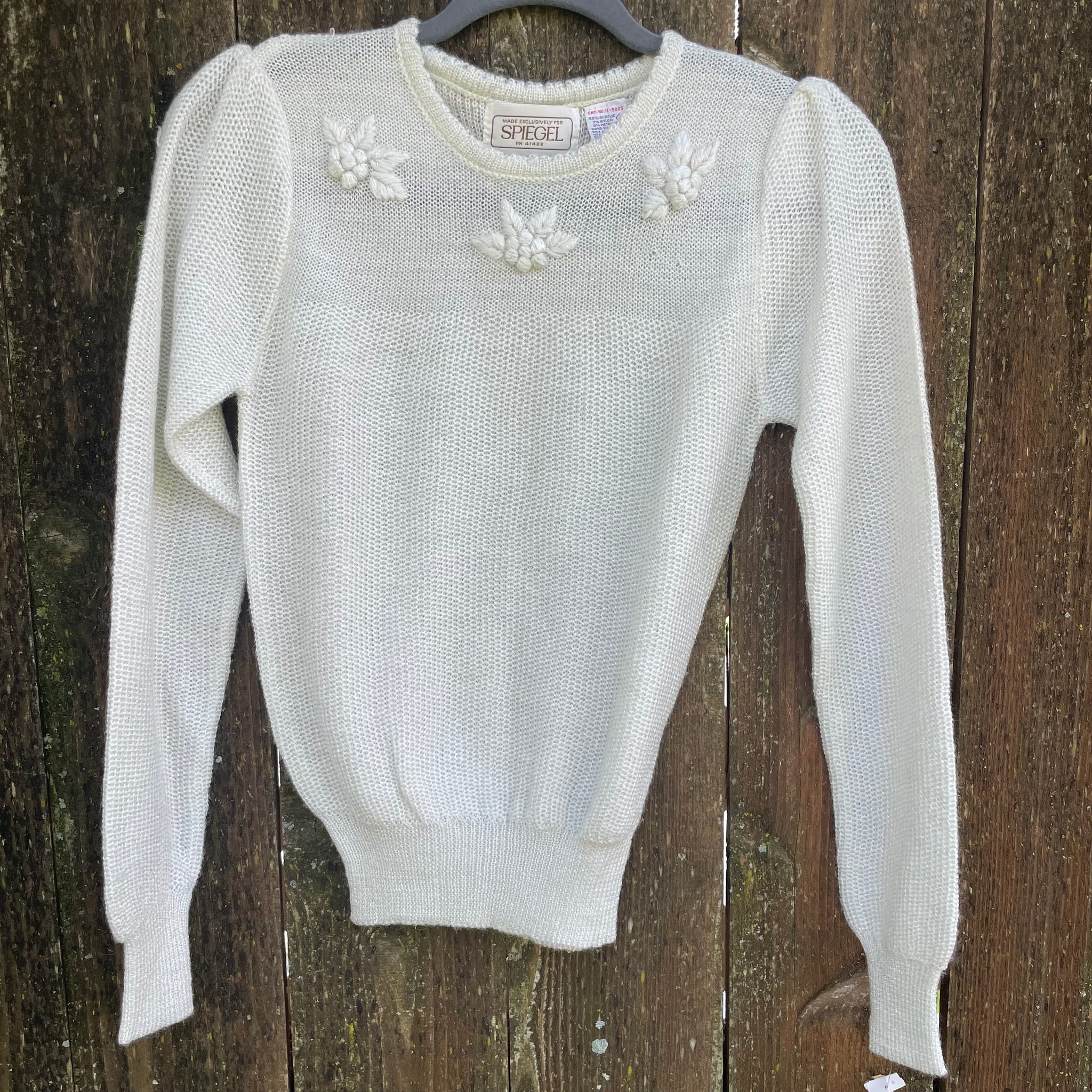Vintage - White Knit Metallic Sweater XS