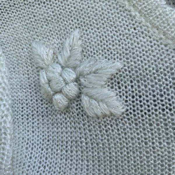 Vintage - White Knit Metallic Sweater XS