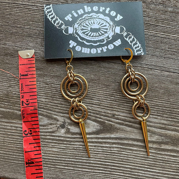 Thrift Store - Brass Bullseye Spike Earrings