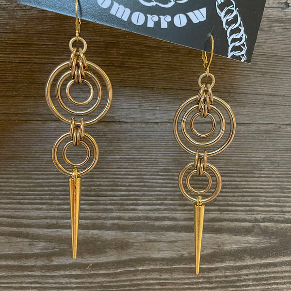 Thrift Store - Brass Bullseye Spike Earrings