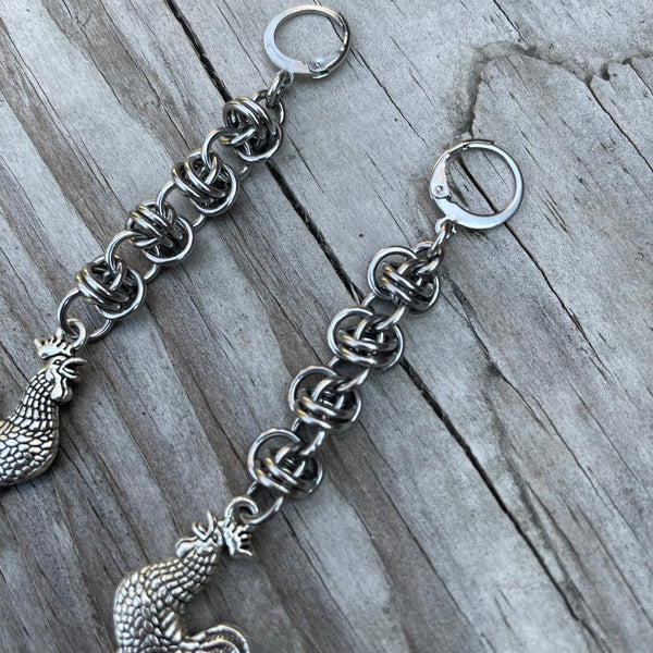 Rooster Crow Chainmaille Earrings