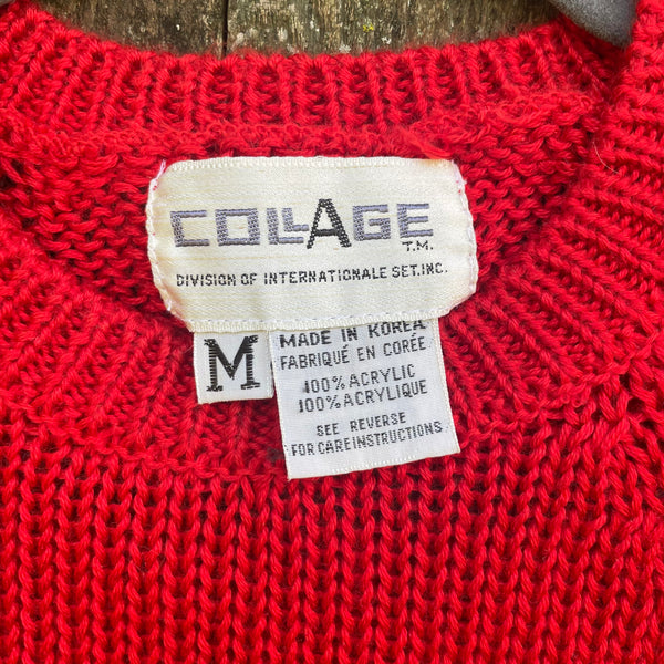 Vintage Red Knit Crop Sweater - XS