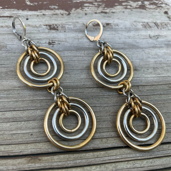 Mixed Two-Tone Bullseye Earrings