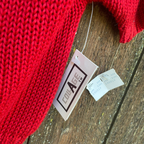 Vintage Red Knit Crop Sweater - XS