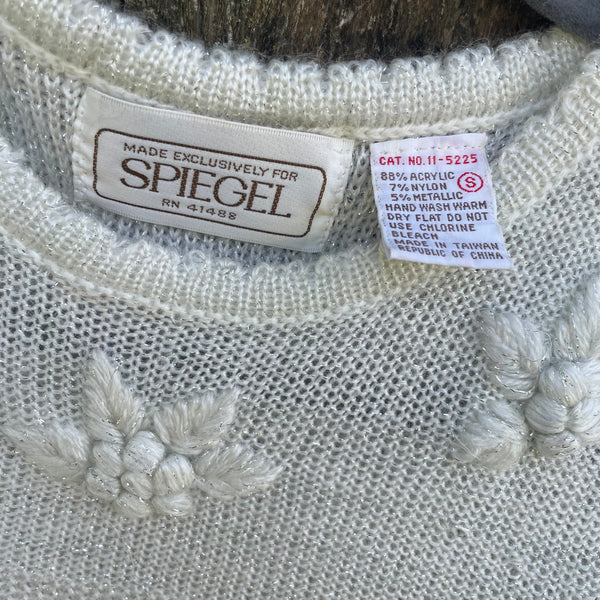 Vintage - White Knit Metallic Sweater XS