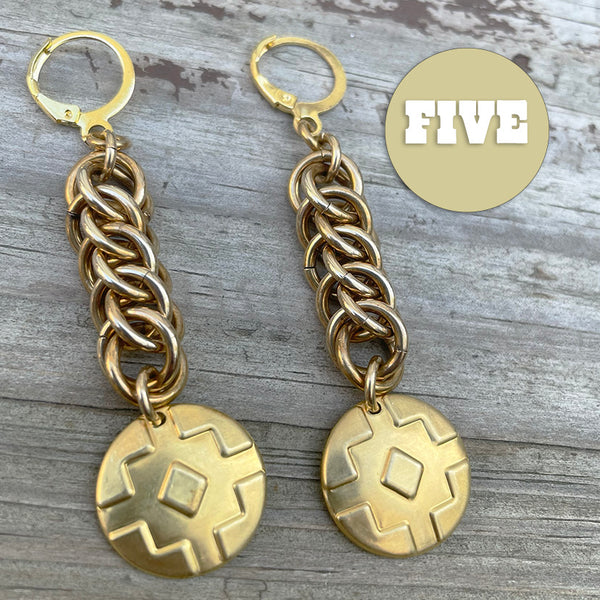 Brass Medallion Earrings