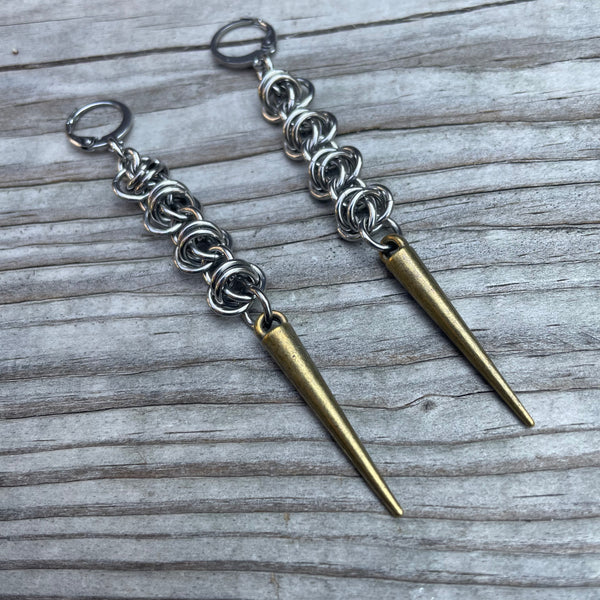 Barrel Spike Chainmaille Earrings