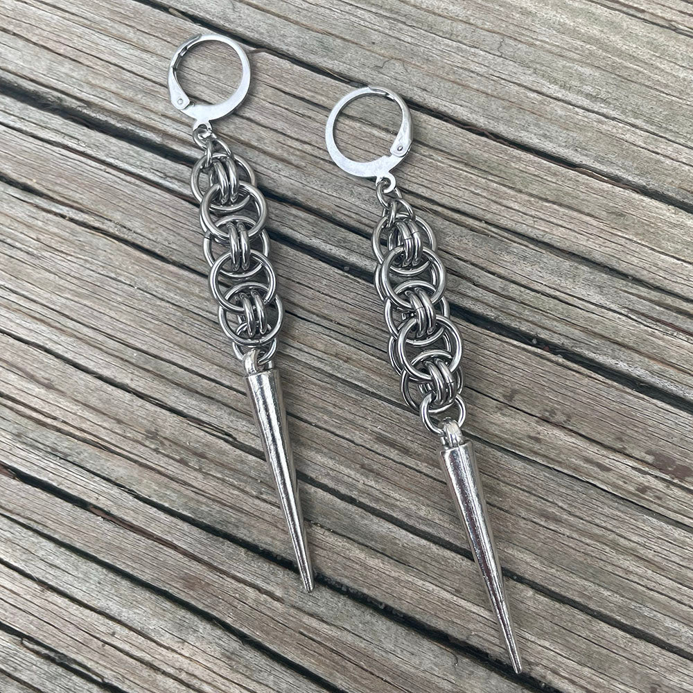 Small Helm Chain Spike Earrings