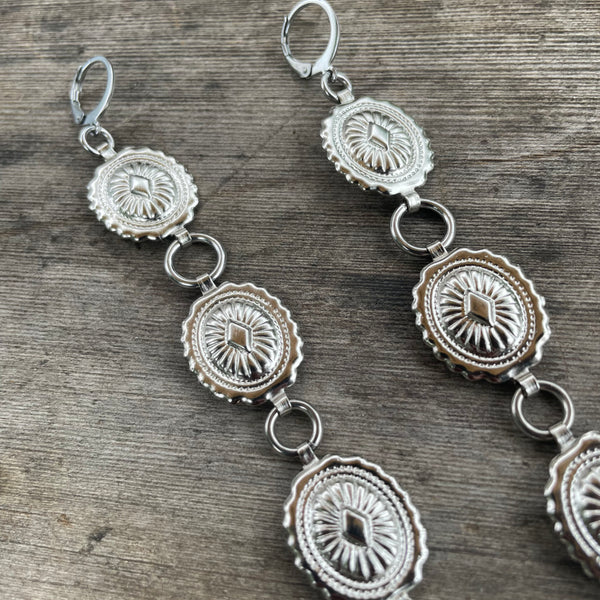 Triple Mini Concho Earrings