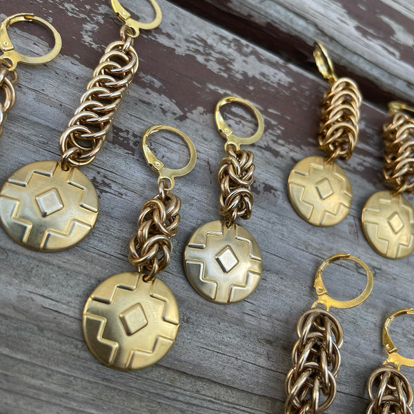 Brass Medallion Earrings