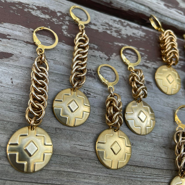 Brass Medallion Earrings