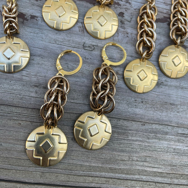 Brass Medallion Earrings