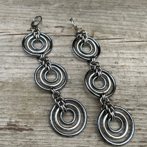 Patina Mixed Bullseye Earrings