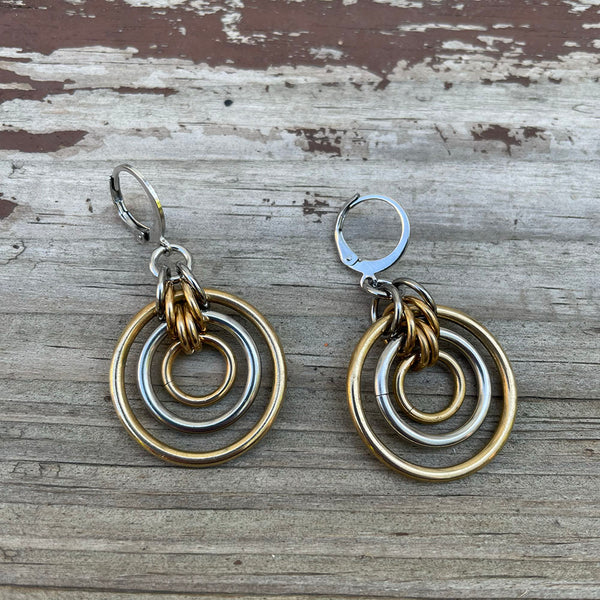 Mixed Two-Tone Bullseye Earrings