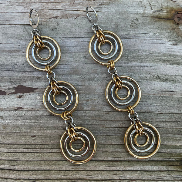 Mixed Two-Tone Bullseye Earrings