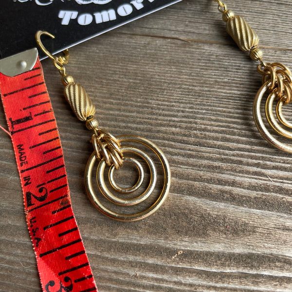 Thrift Store - Vintage Brass Bead Bullseye Earrings