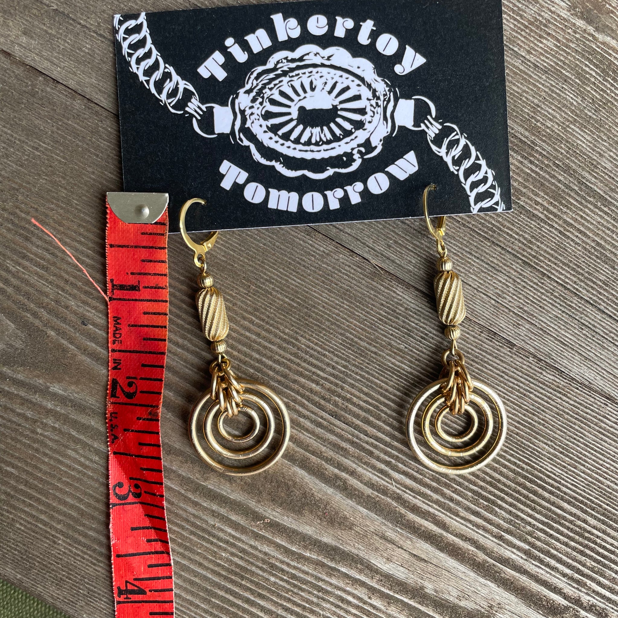 Thrift Store - Vintage Brass Bead Bullseye Earrings