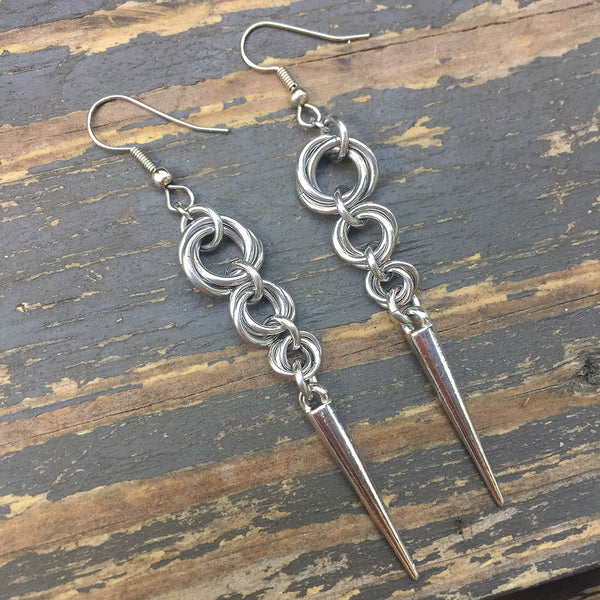 Mobius Chainmaille Spike Earrings