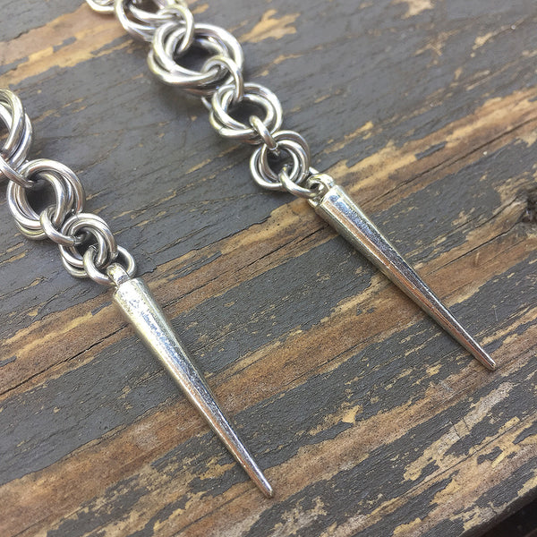 Long Mobius Chainmaille Spike Earrings