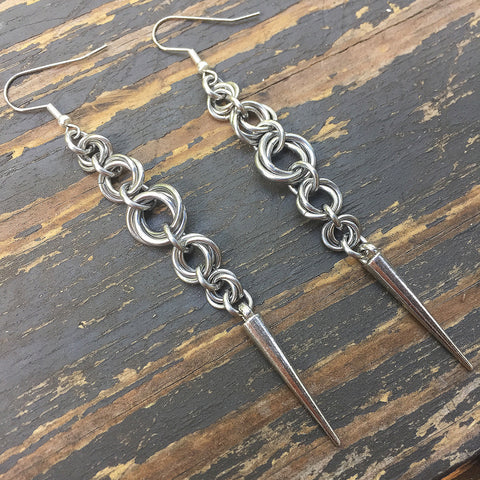 Long Mobius Chainmaille Spike Earrings