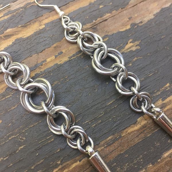 Long Mobius Chainmaille Spike Earrings