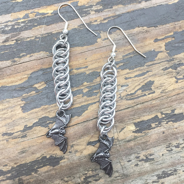 Bat Medium Chainmaille Earrings