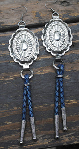 Blue Bolo Tie Earrings