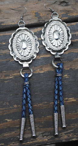 Blue Bolo Tie Earrings