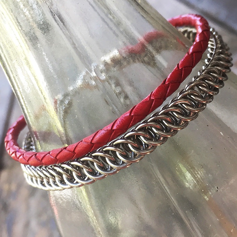 Chainmaille Bracelet with Bolo Cord