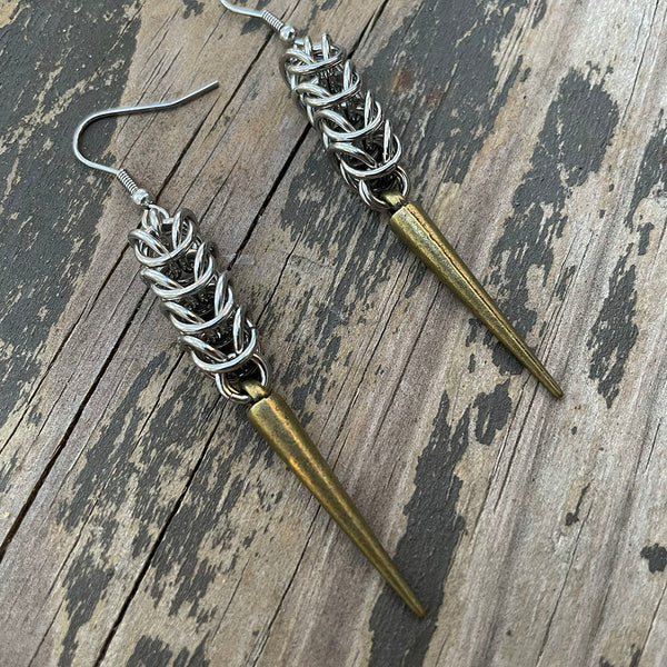 Box Chainmaille Spike Earrings