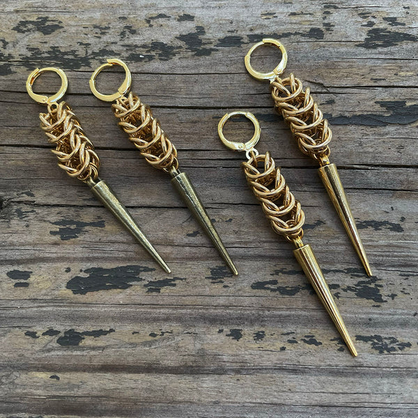 Brass Box Chainmaille Earrings