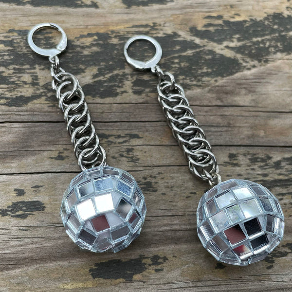 Small Disco Ball Chainmaille Earrings