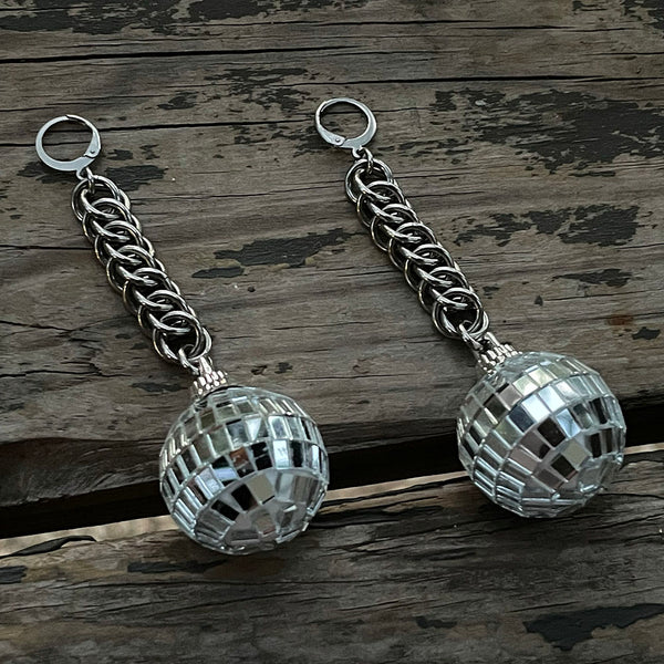 Disco Ball Chainmaille Earrings