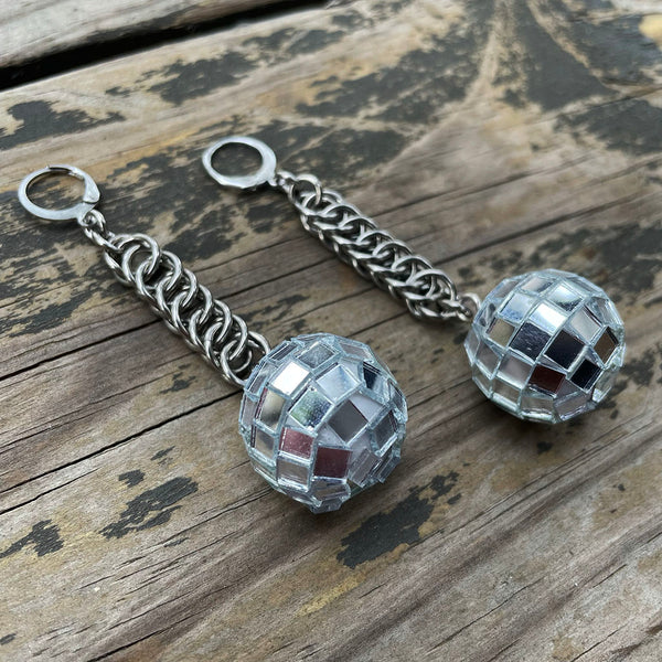 Small Disco Ball Chainmaille Earrings