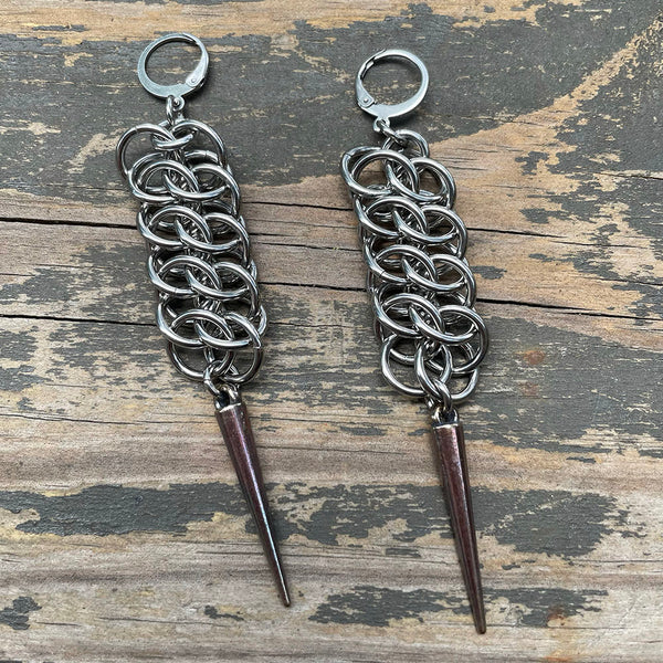 Chunky GSG Chainmaille Spike Earrings