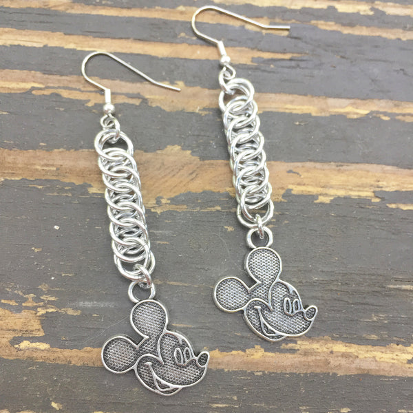 Mouse Medium Chainmaille Earrings