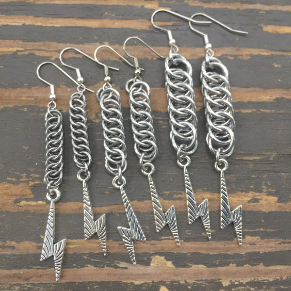 Lightning Bolt Chainmaille Earrings - 3 sizes available!