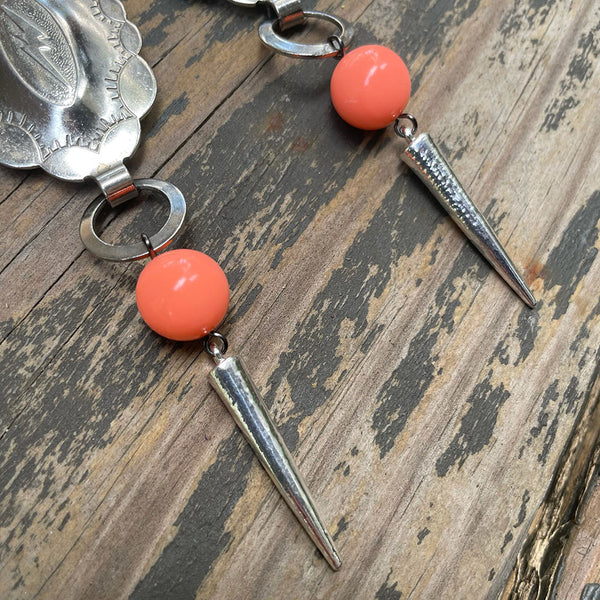 Peach Lightning Concho Earrings