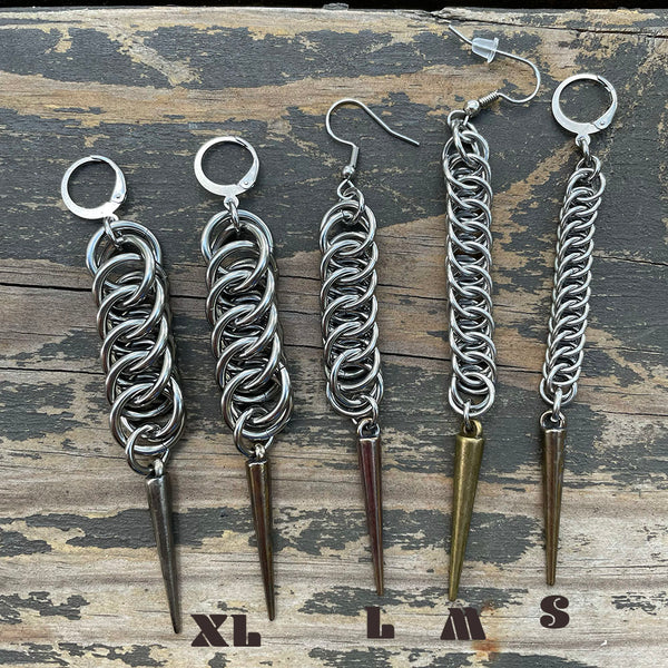 Silver Spike Chainmaille Earrings